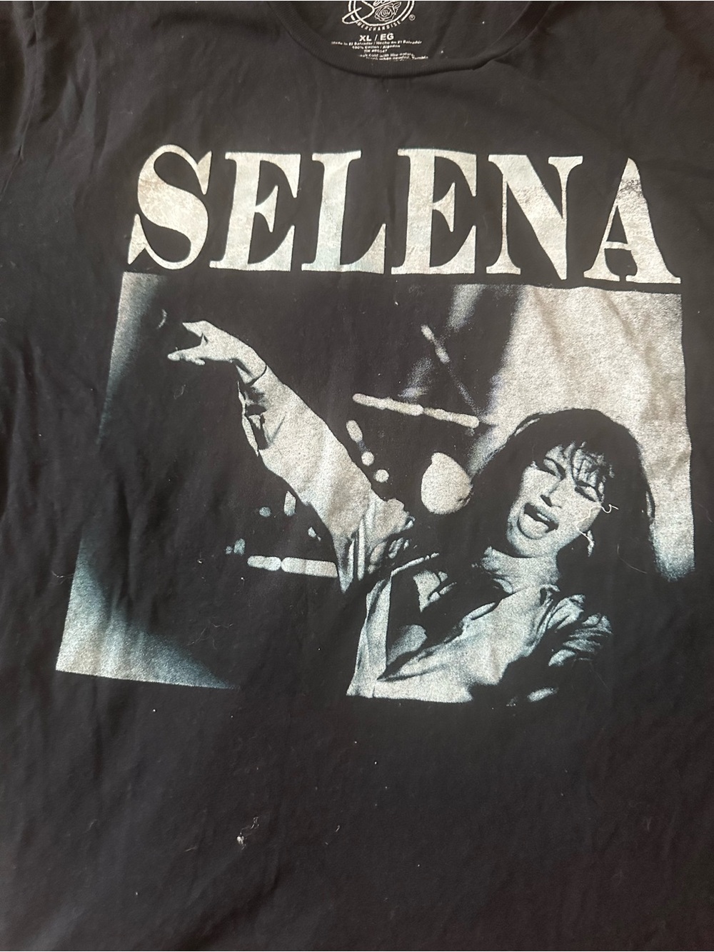 Selena Graphic Tee - Black with White Print
